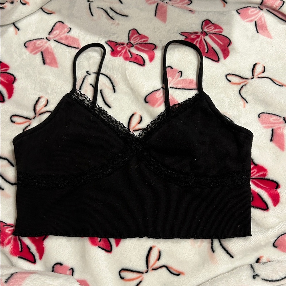 No Boundaries Black Lace Trim Crop Top